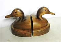 Pair Wood Carved Bookends 7"T