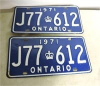 Pair 1971 License Plates