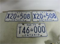Pair 1972 & 1 1973 License Plates
