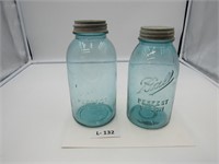 Lot of 2 Vintage Ball Mason jars Blue