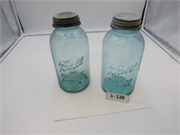 Lot of 2 Vintage Ball Mason jars Blue