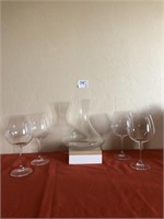 Waterford Wine Carafe & 4 Wine Glasses Signed