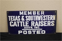Porcelain Metal Texas Cattle Raisers Assoc. Sign