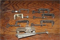 Lot of Old C-Clamps & Stanley Doweling Jig