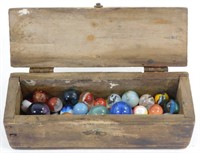 Old Wooden Box Filled with Old Marbles - 3