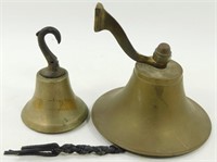 Medium Sized Old Brass Bell & Small Old Brass