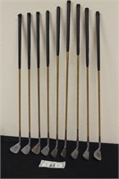 Antique Hickory Wood Shaft Golf Clubs - 9 Total