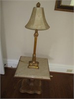 Marble Top Side Table/Lamp/Picture
