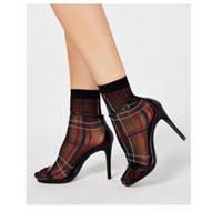 $9.99 One Size INC Sheer Plaid Anklet Socks