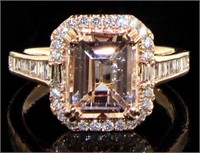 14kt Gold 2.50 ct Morganite & Diamond Ring