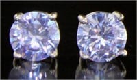 Stunning 2.25 ct Round Lavender Solitaire Earrings