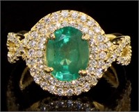 14kt Gold 3.07 ct Oval Emerald & Diamond Ring