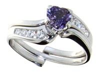14kt Gold Natural Purple Sapphire & Diamond Bridal
