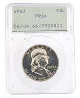 1963 PR66 GEM Franklin Silver Half Dollar