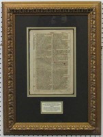 Original 1715 Martin Luther Bible Leaf