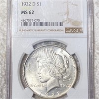 1922-D Silver Peace Dollar NGC - MS62