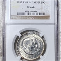 1953-S Washington/Carver Half Dollar NGC - MS64