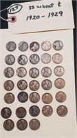 33 very old Lincoln wheat pennies cents 1920-1929