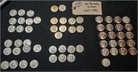 60 Kennedy US half dollars 1967-1996 F-BU silver