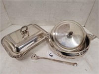 (2) Lidded Serving Dishes & Candle Snuffer