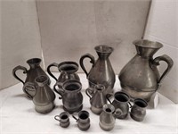 (12) Pewter Pitchers