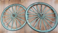 (2) Rubber Coated Carriage Wheels