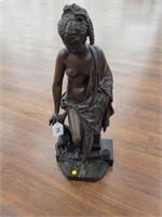 Bronze Woman w/ Dog Statue