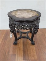 19-1/2"T x 19"R Claw Footed, Marble Topped Table