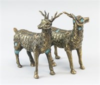 Pair of Bronze Deers