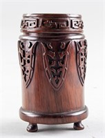 Chinese Rosewood Carved Dragon Brush Pot