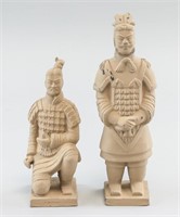 Lot of Two Tang Style Clay Warriors