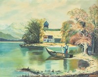 Signed Barnharl Oil on Canvas Landscape