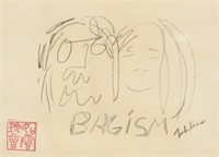 John Lennon Yoko Ono Graphite on Paper