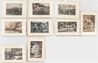 9-Piece Photogravures on Rice Paper