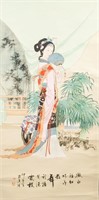 Zhongshi Chinese Watercolor on Scroll Beauty