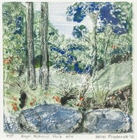 Helga Fredrick Linoblock Color Print on Paper