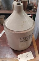 Antique stoneware whiskey jug V. Scotto Brooklyn