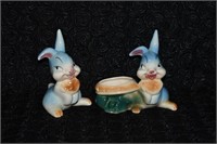 2 Vtg Walt Disney Thumper Ceramic Figures / Plante