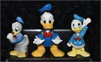 3 pcs Vintage Disney Donald Duck Ceramic Figures