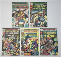 5 pcs Vintage Spider-Man Team-Up Comic Books