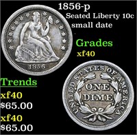 1856-p Seated Liberty 10c Grades xf