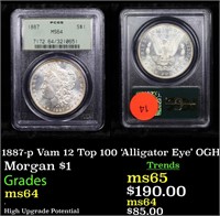 1887-p Vam 12 Top 100 'Alligator Eye' OGH Morgan $