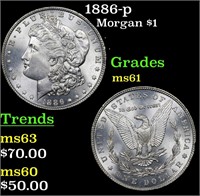 1886-p Morgan $1 Grades BU+