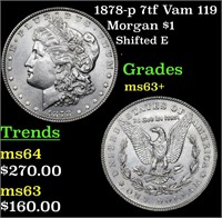 1878-p 7tf Vam 119 Morgan $1 Grades Select+ Unc