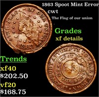 1863 Spoot Mint Error cwt Grades xf details