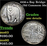 1936-s Bay Bridge Old Commem 50c Grades Unc Detail