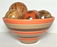 Decorative Balls in Ceramic Bowl