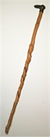 Natural Branch Cane with Metal Rabbit