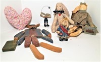 Wood & Plush Rabbit Dolls