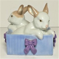 NAO/Lladro Porcelain Bunnies in baskets